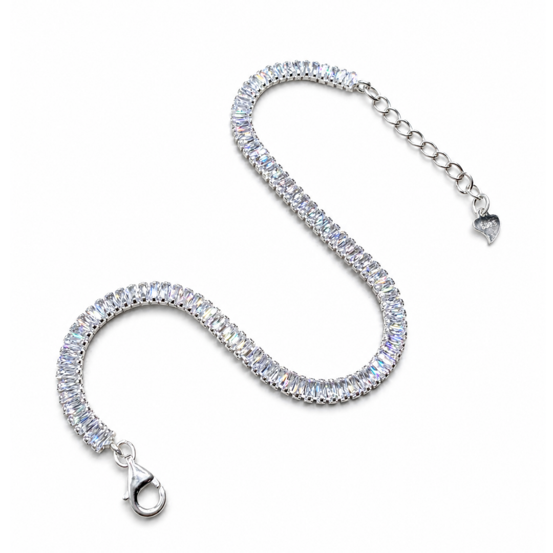 Baguette 925 Silver Tennis Bracelet